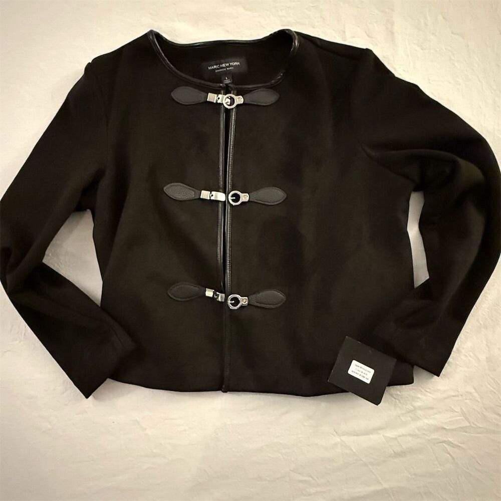 Marc New York Andrew Marc‎ Womens Black Faux Suede Toggle Jacket M5MJO369 L